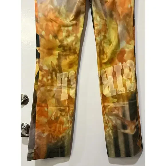 Elliss Orange Sunflower Jeans Print Multi Graphic Size Large NWT Organic Cotton